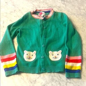 Mini Boden cardigan sweater with crochet kitty cat pockets